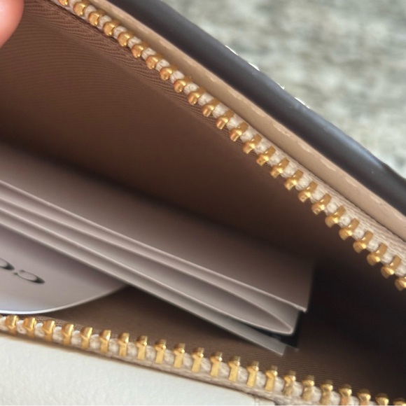 Coach Christmas Holiday Ornament Corner Zip Wallet in Chalk - Picture 9 of 10